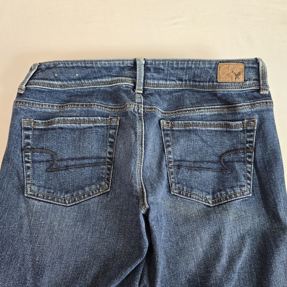 American Eagle Womens_Kick Boot "Stretch" 5 Pocket Distressed Jeans Size 8 Short - Picture 5 of 14